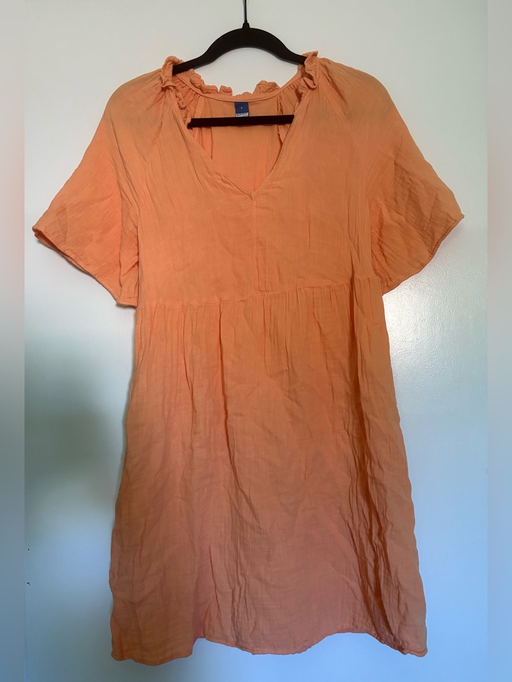 Old Navy Orange V-Neck Flutter Sleeve Dress